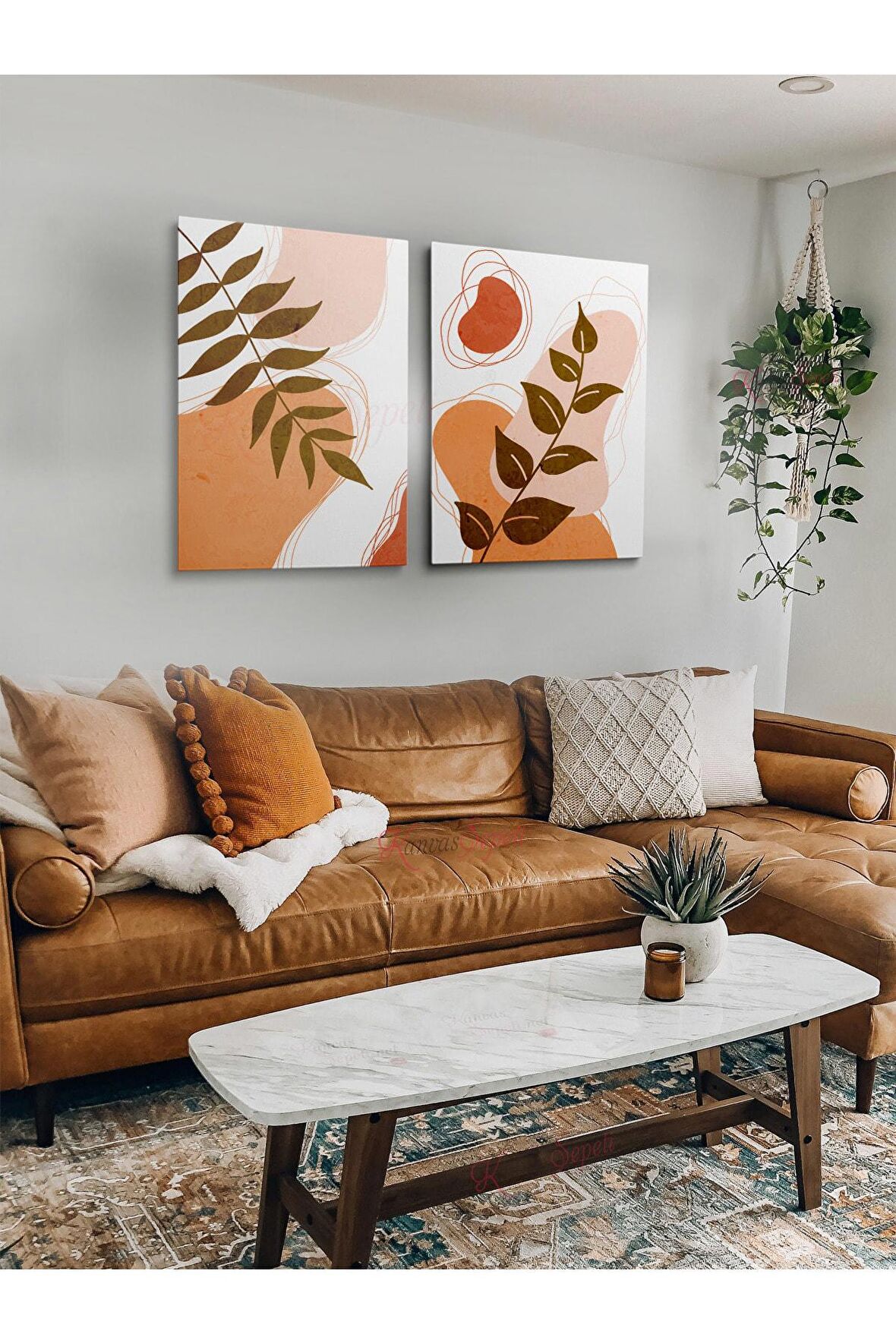 2li Set Boho Bohem Bohe Retro Art Soyut Tablo Dekoratif Kanvas Tablo Canvas Tablolar Soyut Tablolar