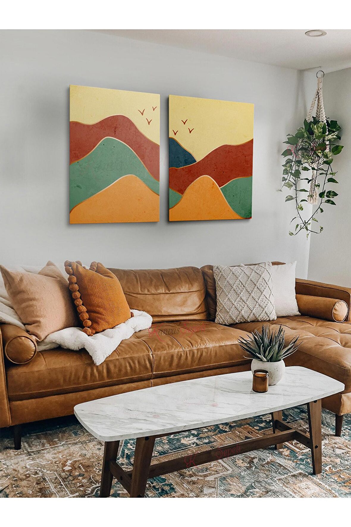 2li Set Boho Bohem Bohe Retro Art Soyut Tablo Dekoratif Kanvas Tablo Canvas Tablolar Soyut Tablolar