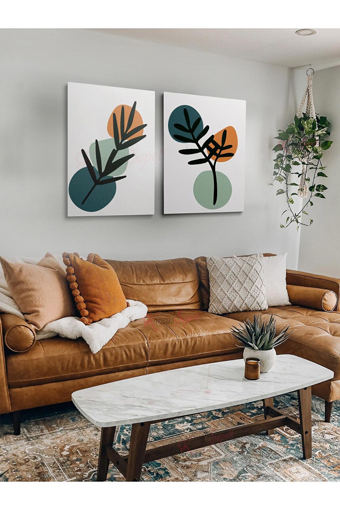 2li Set Boho Bohem Bohe Retro Art Soyut Tablo Dekoratif Kanvas Tablo Canvas Tablolar Soyut Tablolar