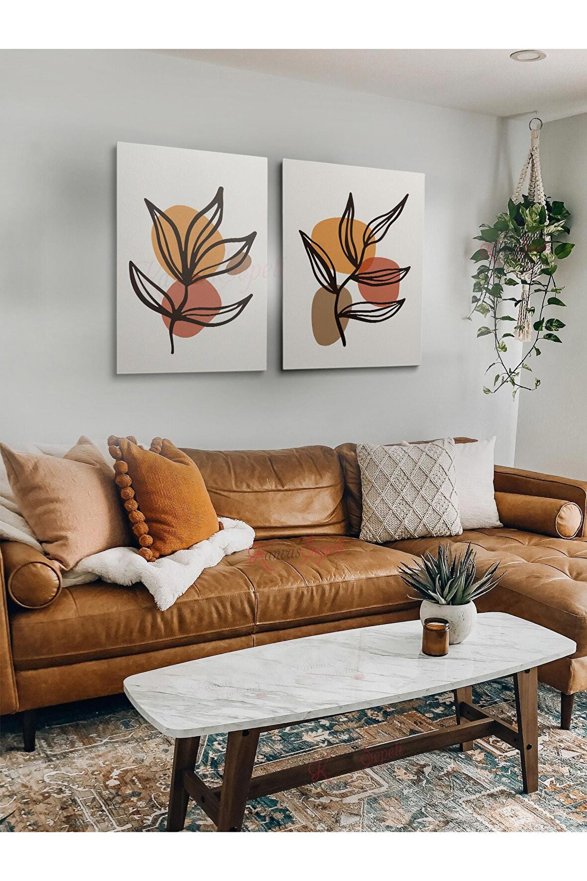 2li Set Boho Bohem Bohe Retro Art Soyut Tablo Dekoratif Kanvas Tablo Canvas Tablolar Soyut Tablolar