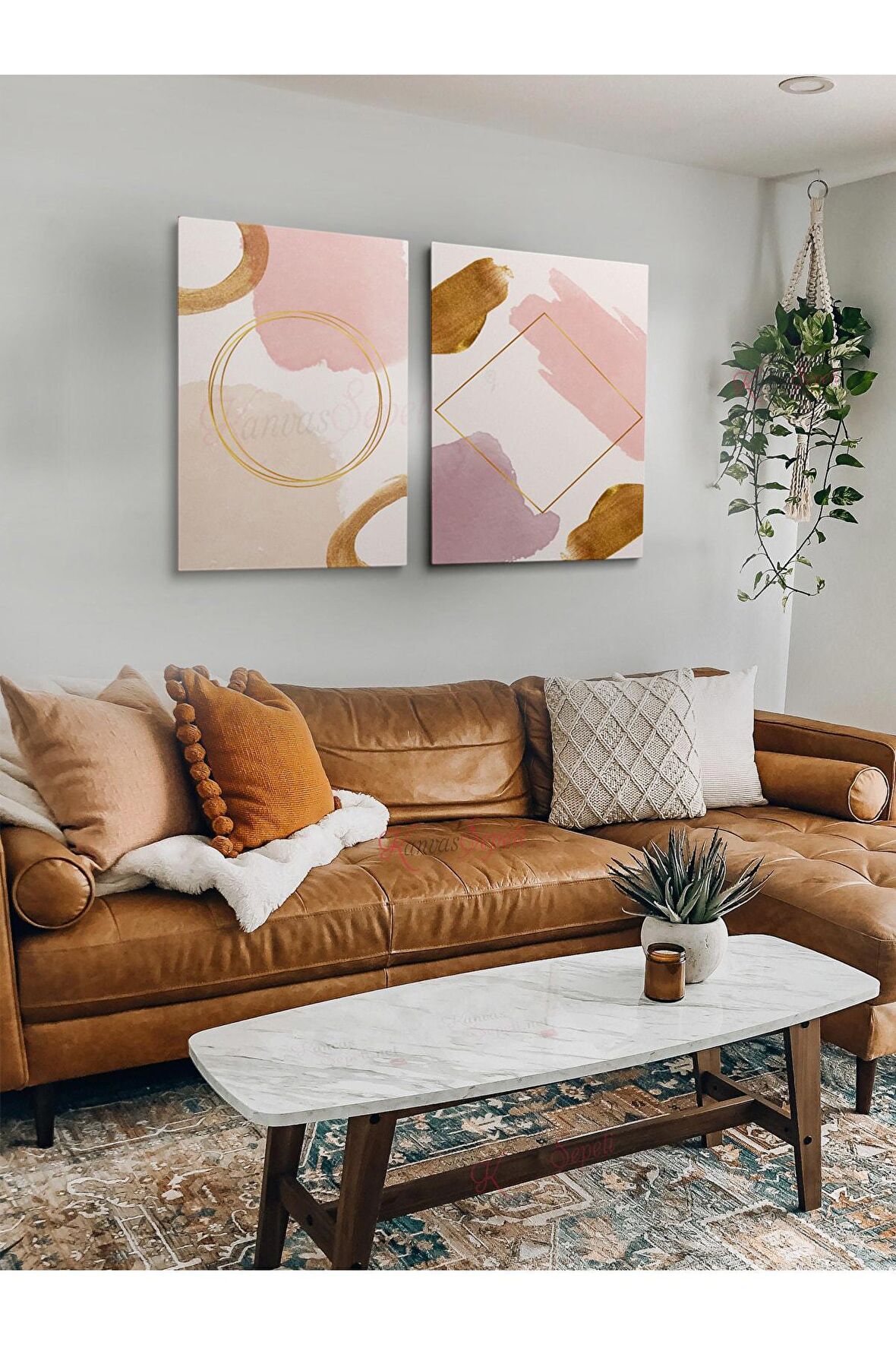 2li Set Boho Bohem Bohe Retro Art Soyut Tablo Dekoratif Kanvas Tablo Canvas Tablolar Soyut Tablolar