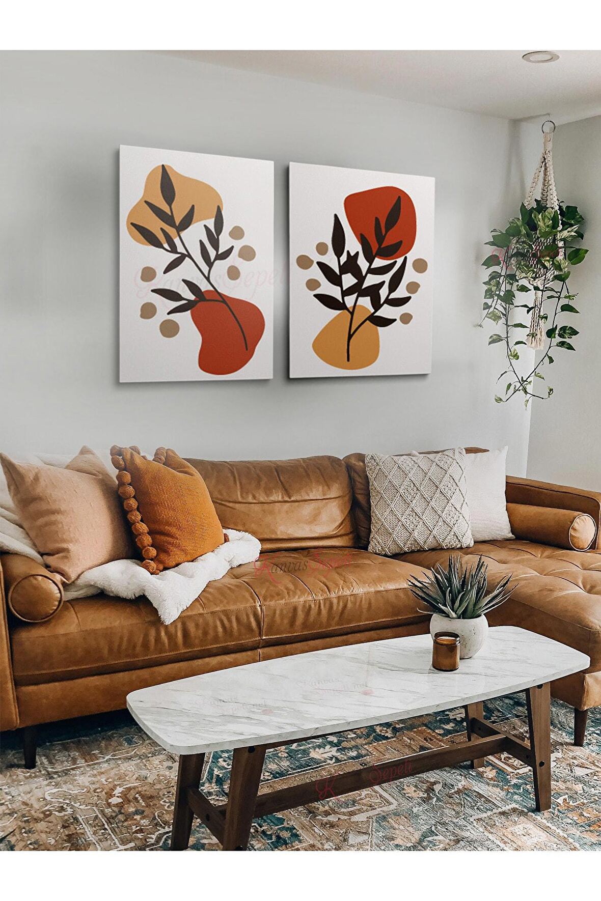 2li Set Boho Bohem Bohe Retro Art Soyut Tablo Dekoratif Kanvas Tablo Canvas Tablolar Soyut Tablolar