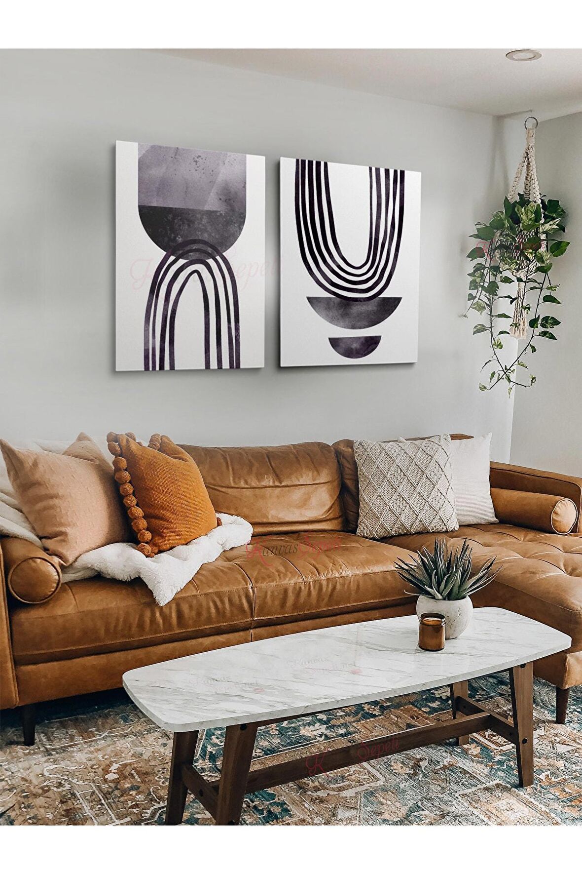 2li Set Bohem Bohom Bohe Boho Art Soyut Abstract Pastel Trend Dekoratif Kanvas Canvas Tablo Tablolar
