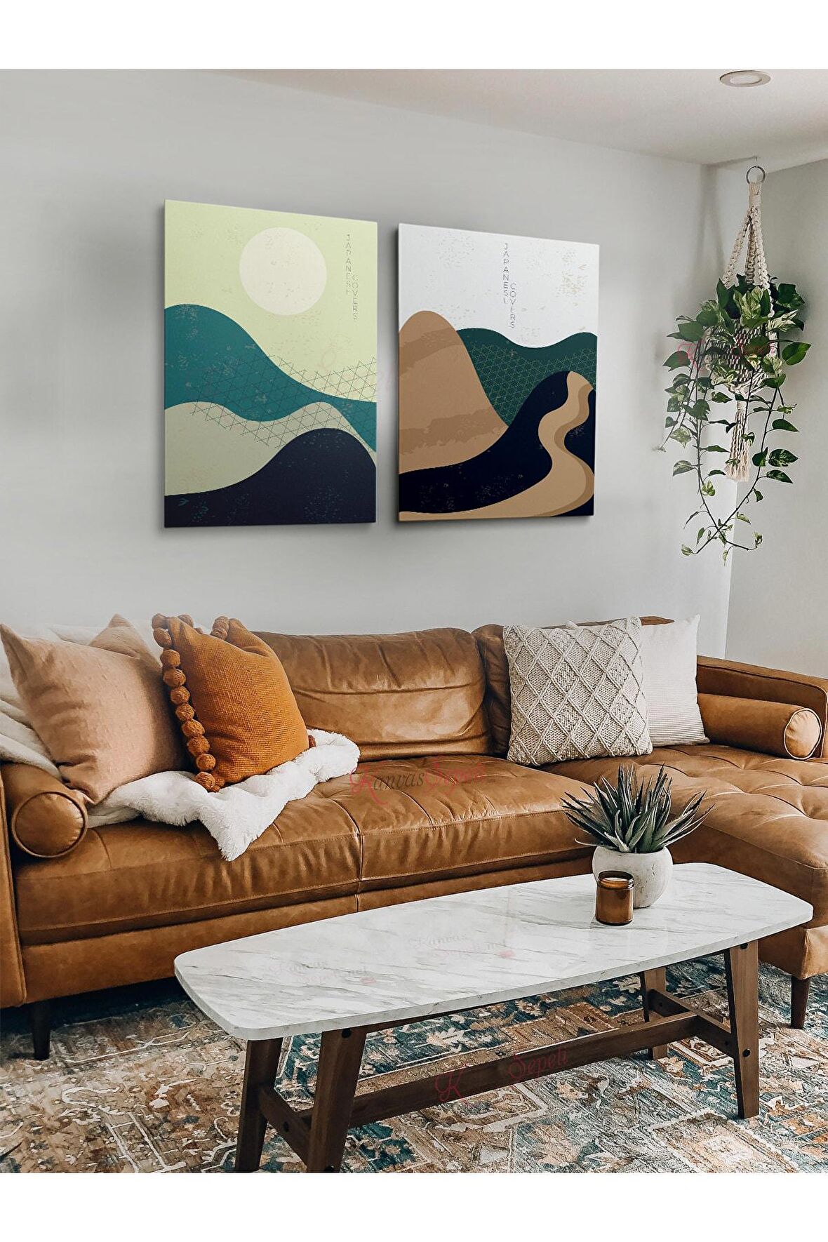 2li Set Bohem Bohom Bohe Boho Art Soyut Abstract Pastel Trend Dekoratif Kanvas Canvas Tablo Tablolar