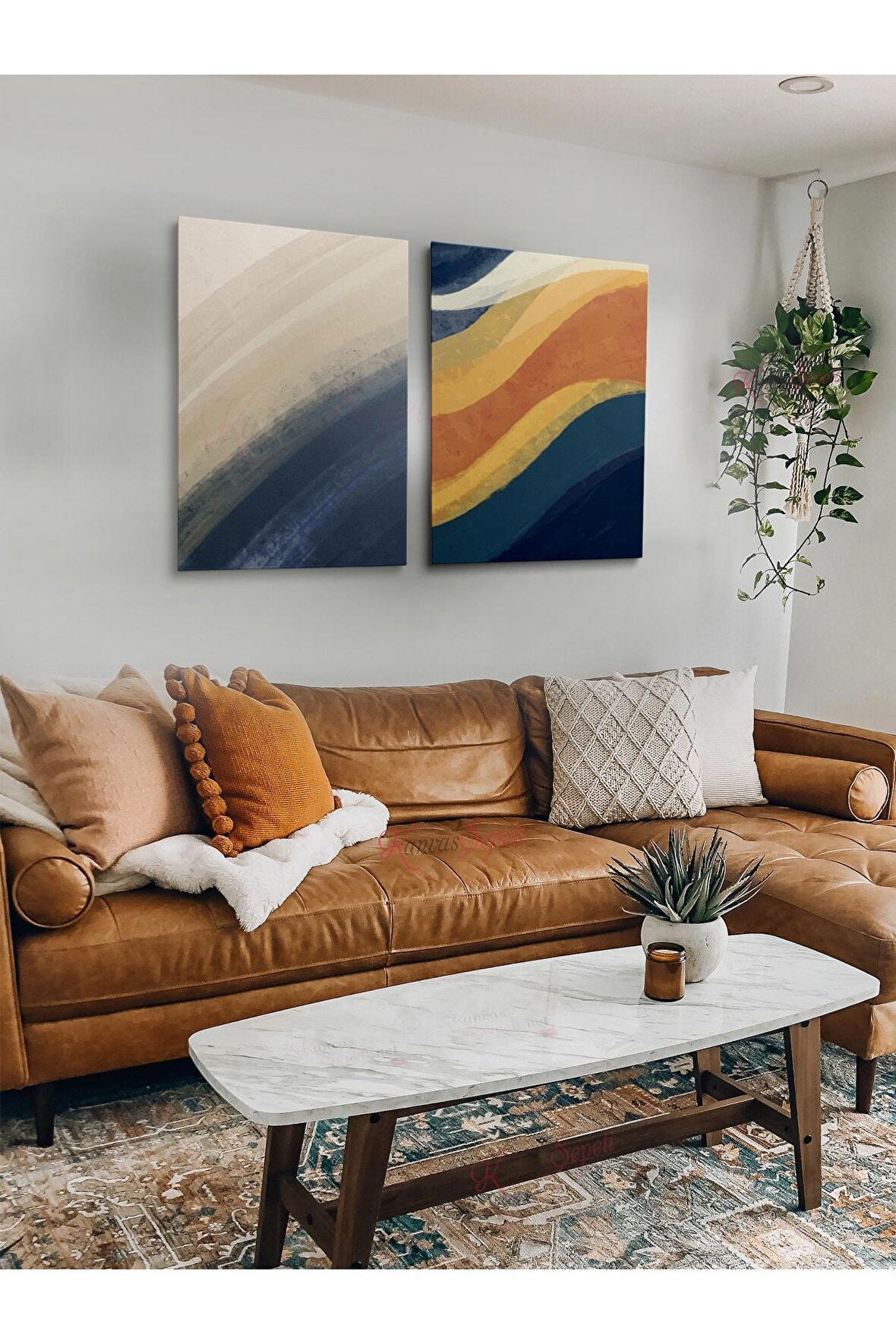 2li Set Bohem Bohom Bohe Boho Art Soyut Abstract Pastel Trend Dekoratif Kanvas Canvas Tablo Tablolar