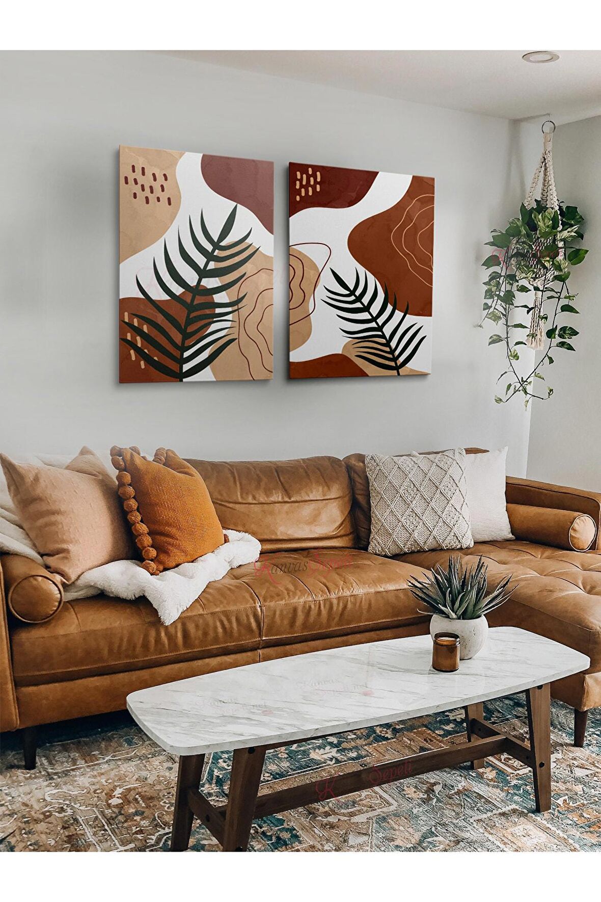 2li Set Bohem Bohom Bohe Boho Art Soyut Abstract Pastel Trend Dekoratif Kanvas Canvas Tablo Tablolar