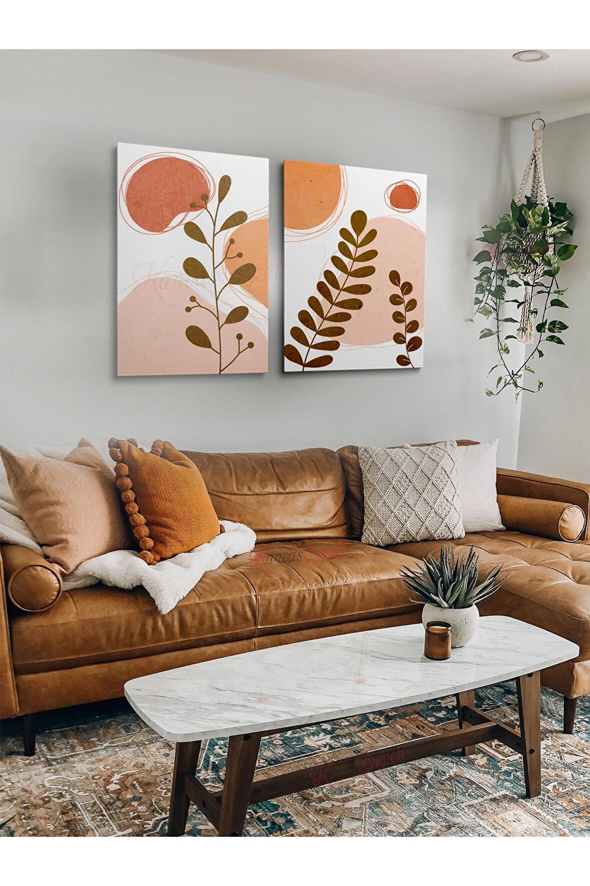 2li Set Bohem Bohom Bohe Boho Art Soyut Abstract Pastel Trend Dekoratif Kanvas Canvas Tablo Tablolar