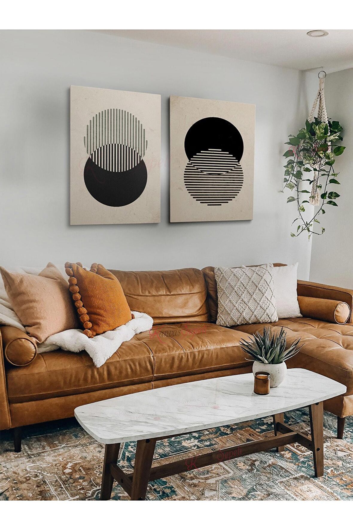 2li Set Bohem Bohom Bohe Boho Art Soyut Abstract Pastel Trend Dekoratif Kanvas Canvas Tablo Tablolar
