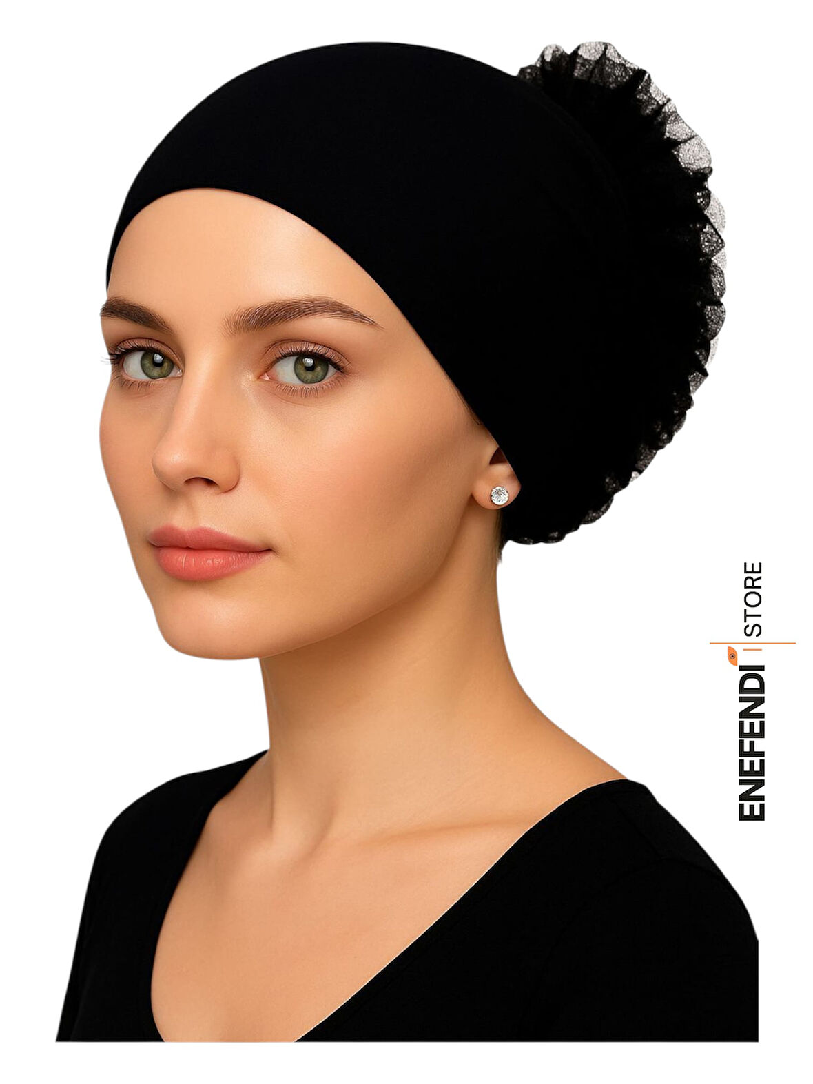 Silikonlu Fırfırlı Bone Kaymayan Topuz Bonesi Dikişsiz Siyah | Konforlu Şık Pratik Bone