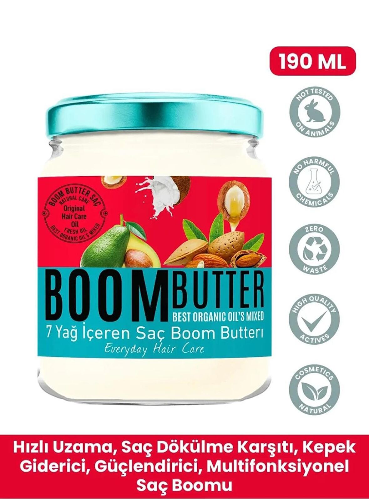 boom butter7 Yağ Içeren Besleyici Ve Nemlendirici Saç Bakım Yağı 190 ml