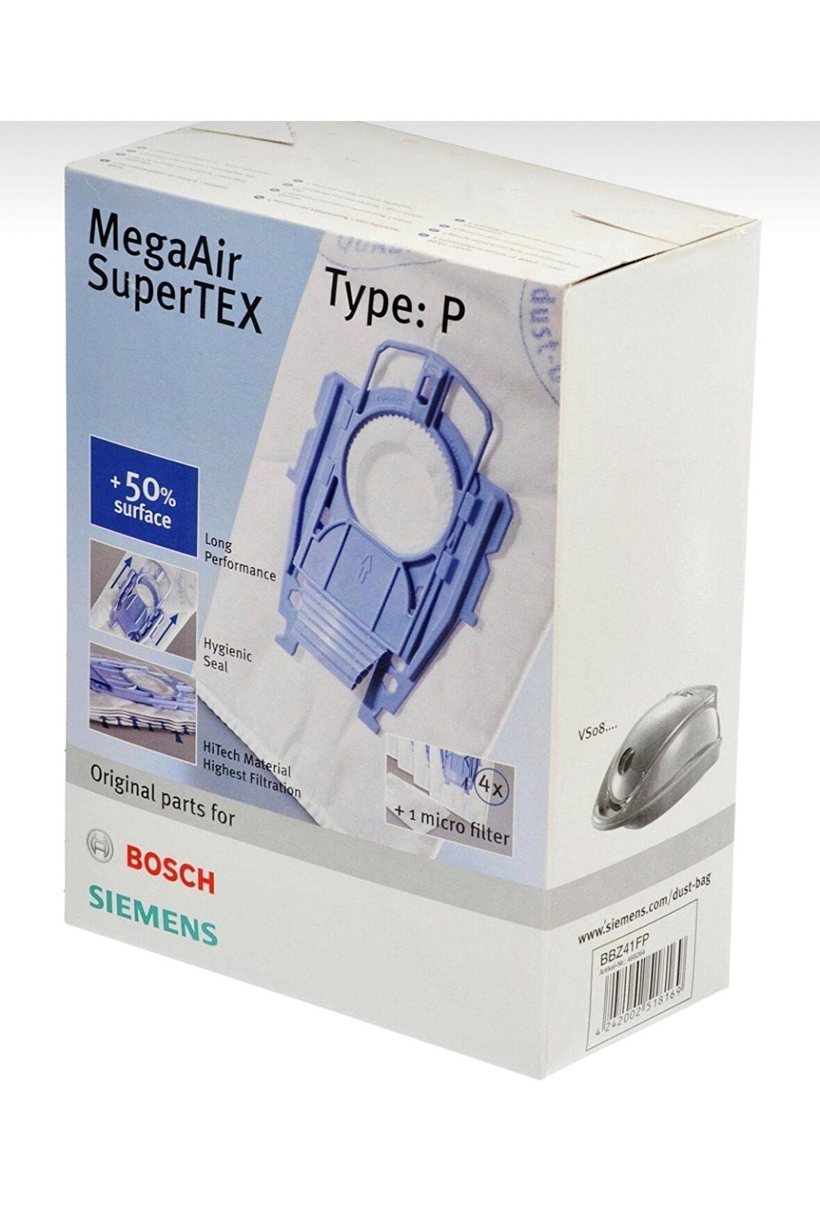 Bosch- Type P Ergomax Elektrikli Süpürge Uyumlu Kutulu Toz Torbası