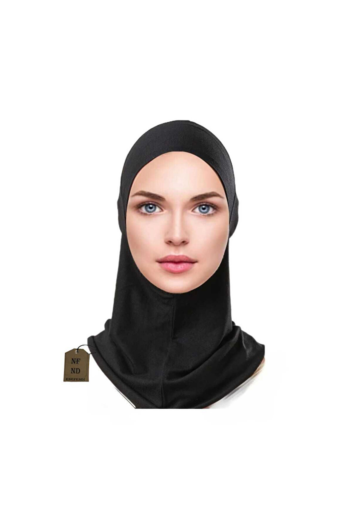 Boyunluklu Bone , Spor Bone , Hijab , Tesettür, Siyah , Geçmeli Hazır Bone
