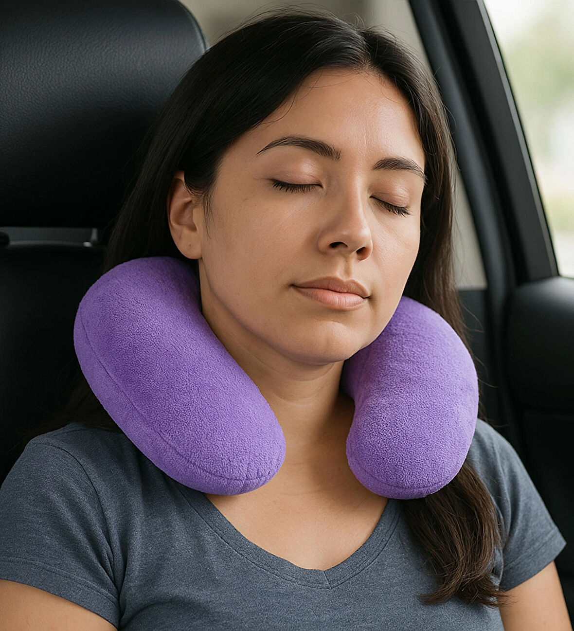Peluş U Tipi Boyun Yastığı Yumuşak ve Ergonomik Seyahat Konforu