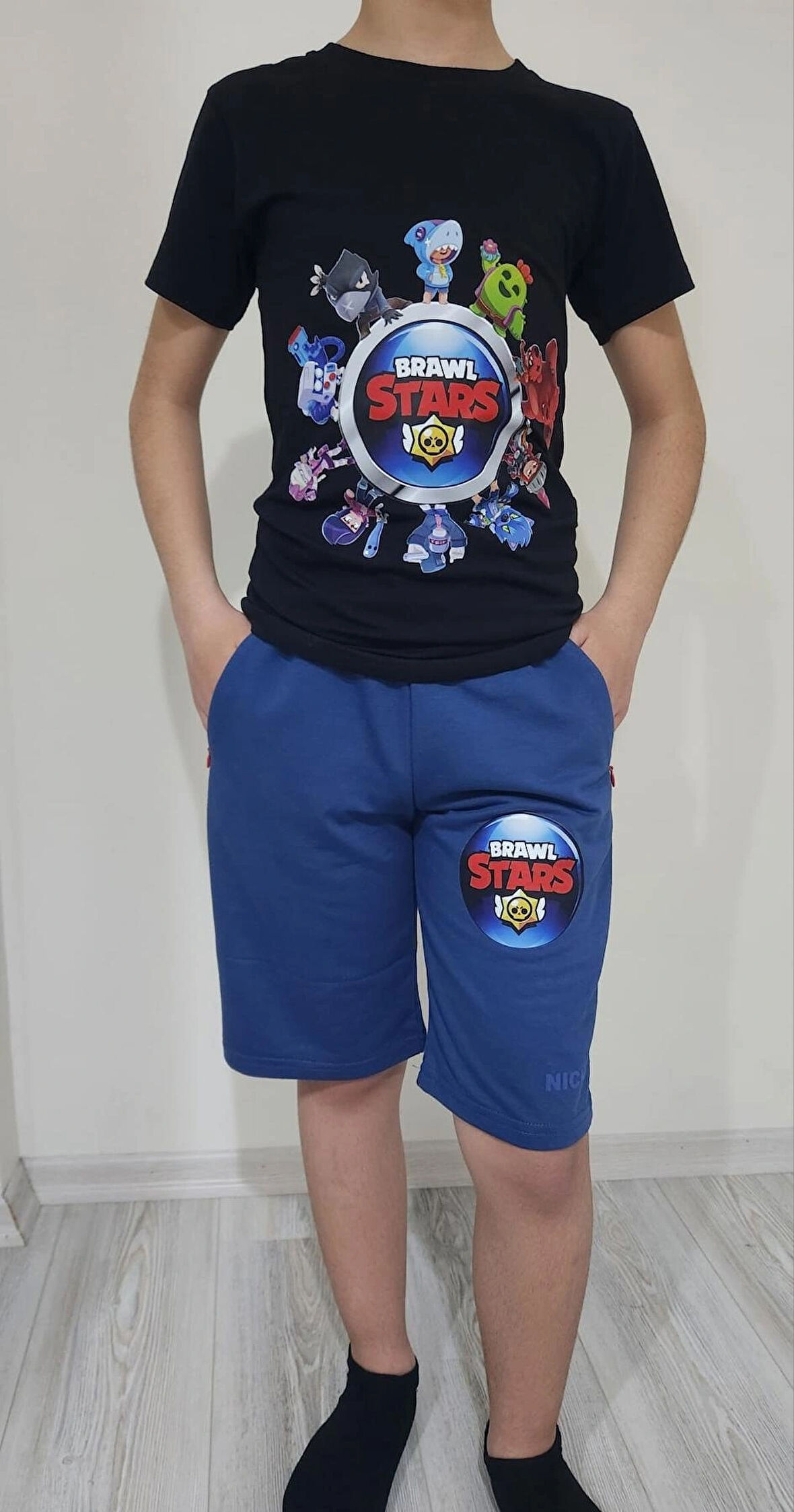 Brawl Stars baskılı Çocuk Alt Üst Takım Tişört Şort Pamuklu