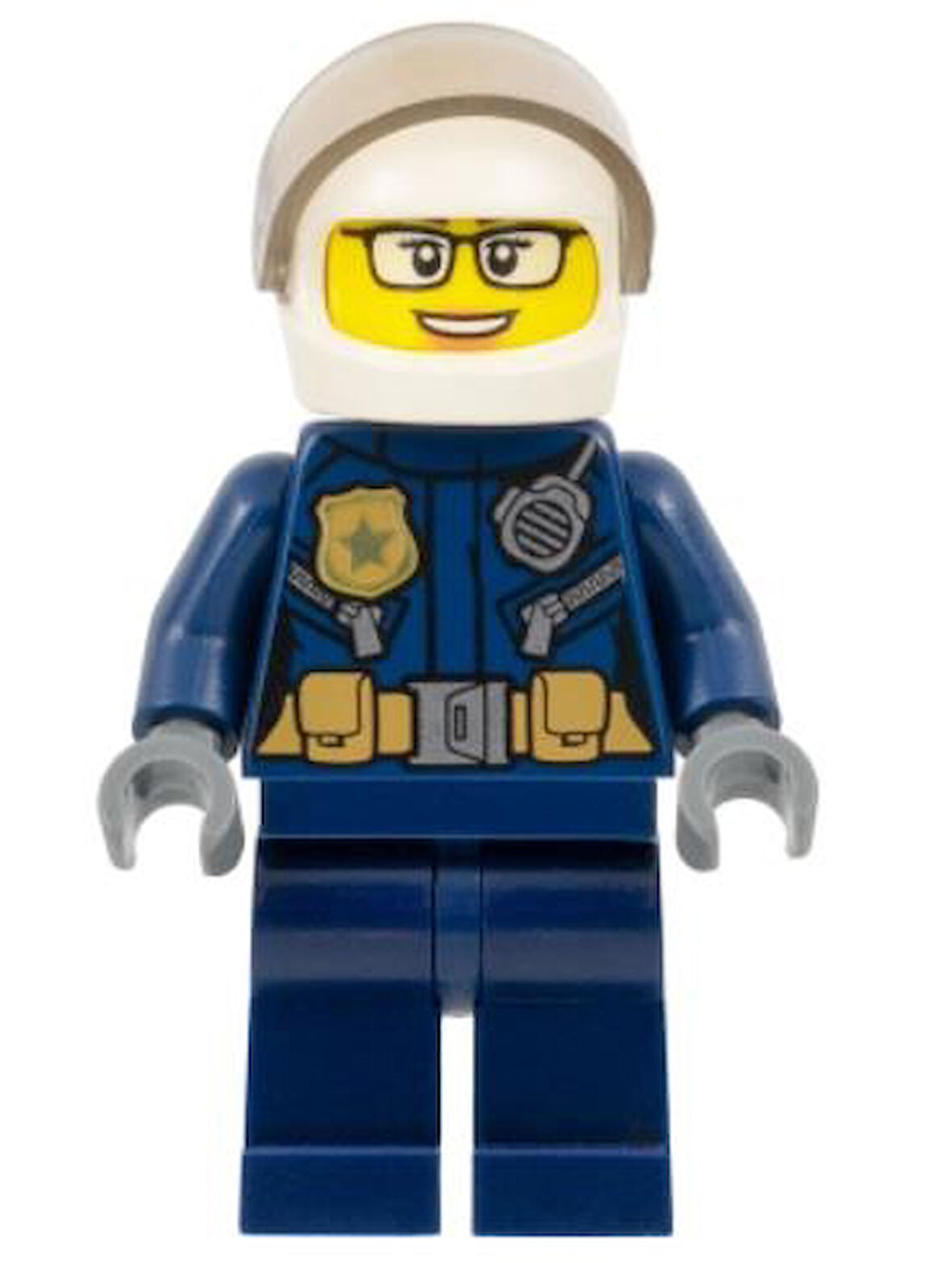 Lego Minifigür Police - City Motorcyclist Female, Police - City Motorcyclist Female, Leather Jacket with Gold Badge and Utility Belt, White Helmet, cty1363