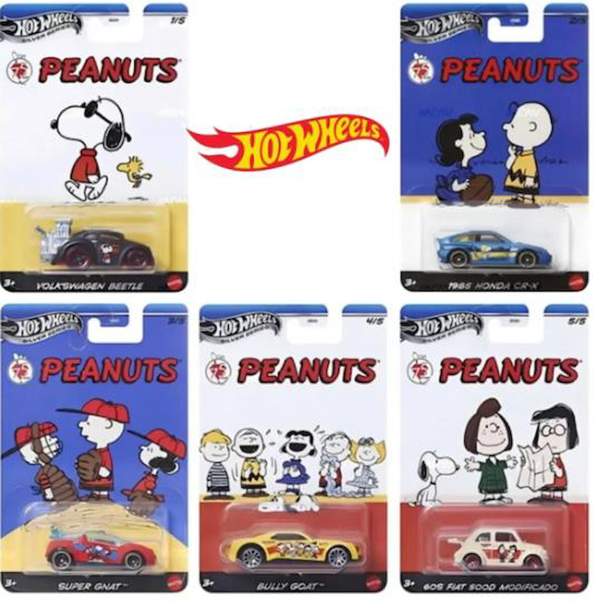 Hot Wheels Silver Series Peanuts 5'li Set