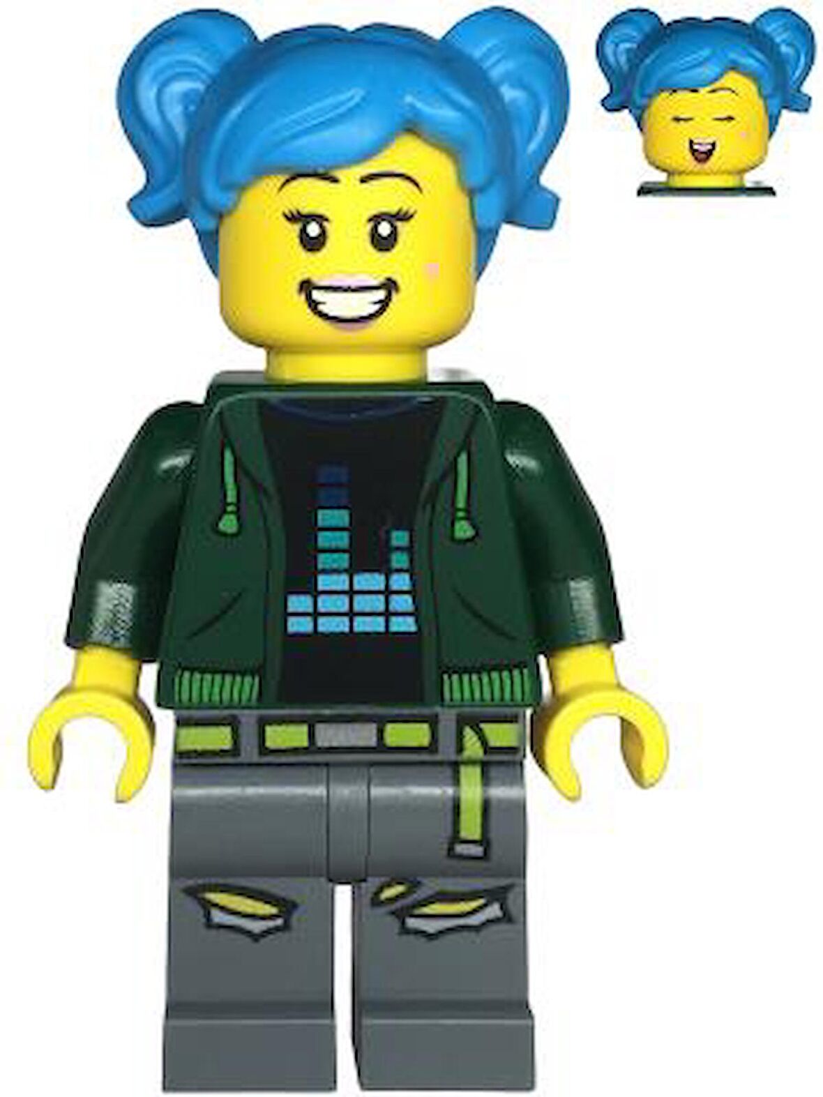 Lego Minifigür Creator Poppy Starr - Dark Green Hoodie, Dark Bluish Gray Legs twn475