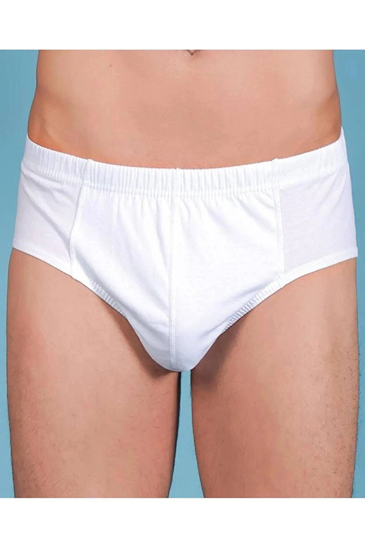  Erkek 3'lü Beyaz Klasik % 100 Pamuklu Penye Slip-Kom-Külot / 1050