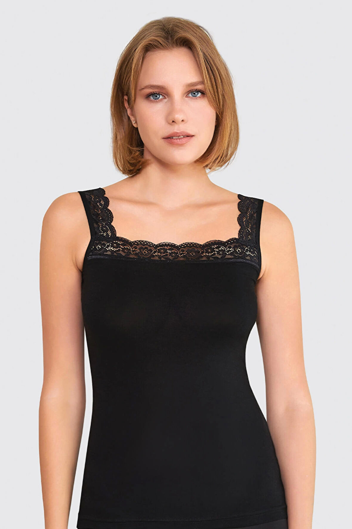  Kalın Askılı Süper Esnek Dantelli VİSKON Atlet BERRAK / 7014