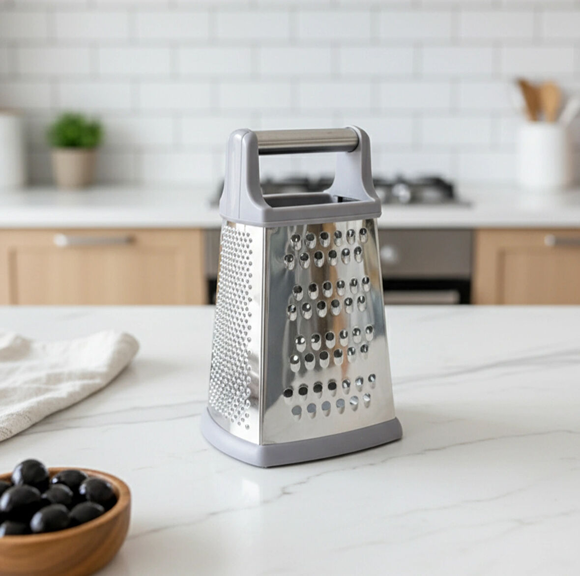 Berina Home 4 Yönlü Metal Rende – Kaymaz Tabanlı, Çok Fonksiyonlu Mutfak Rende