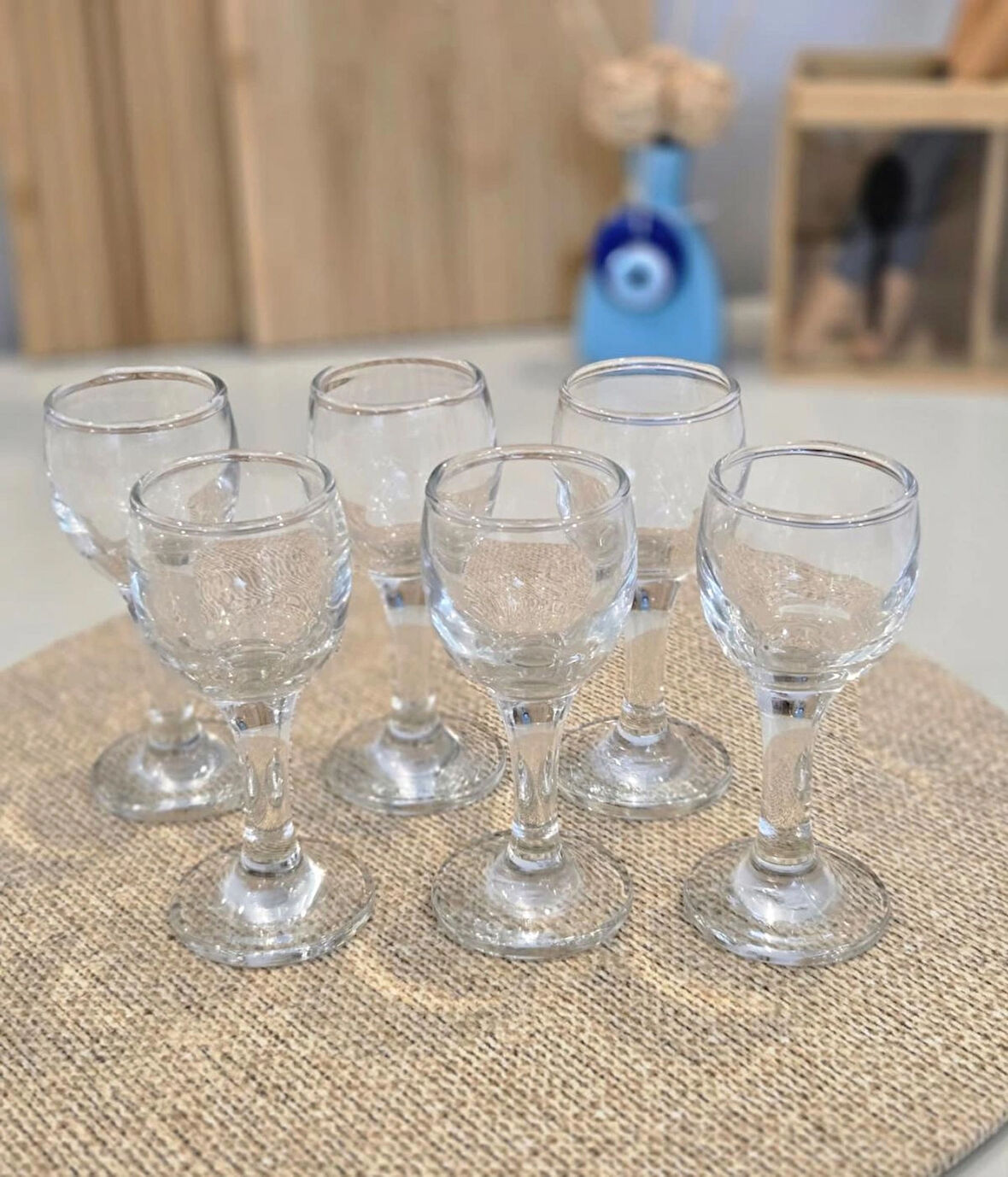 Berina Home 6 lı Kahve Yanı Su Bardağı - Şerbetlik - Zemzemlik -Zemzem Bardağı -Kahve Yanı Bardağı - Yerli Üretim