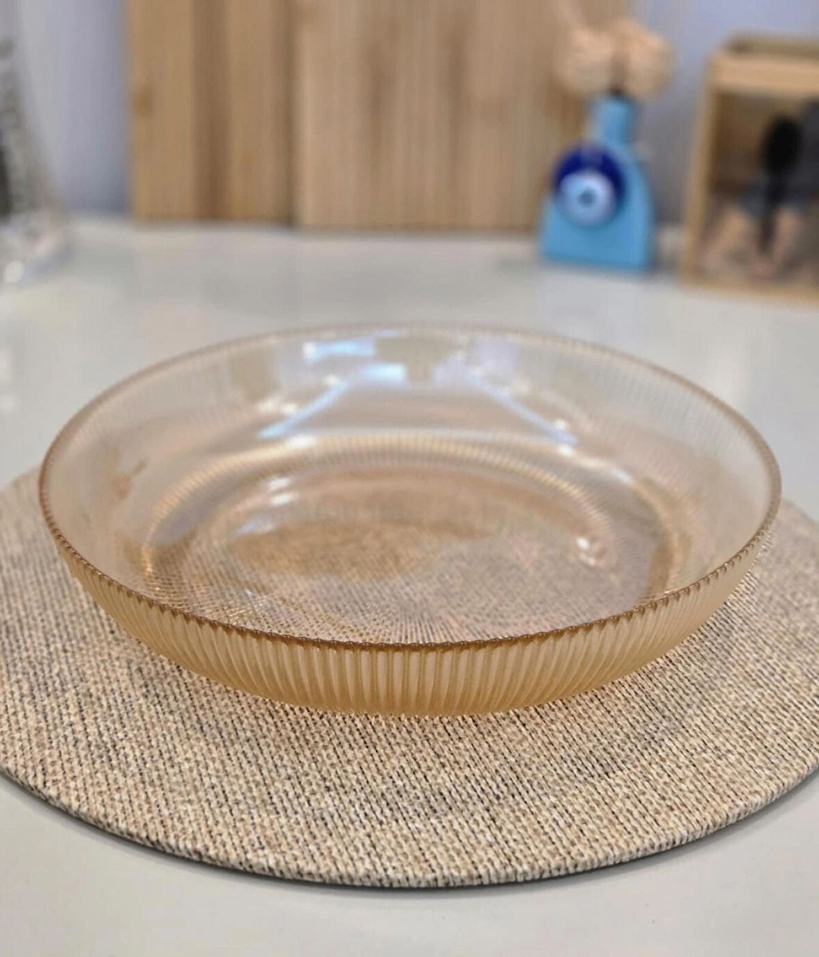 Berina Home 25 cm Büyük Boy Orange Cam Salata Kasesi - Sunum Kasesi – Şık Desenli, Dayanıklı ve Yerli Üretim - Salata Tabağı