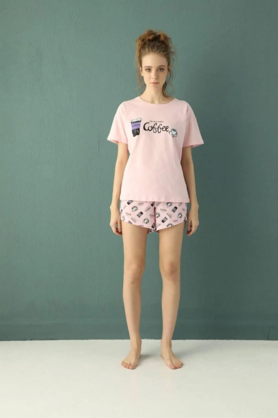 Mavi Renk Süprem Şortlu Pijama Takım