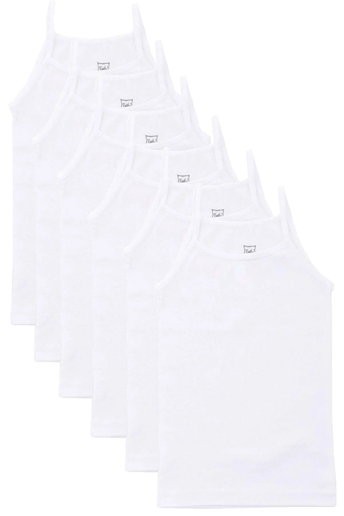 12 Adet Kız Çocuk Beyaz Renk Ip Askılı Atlet