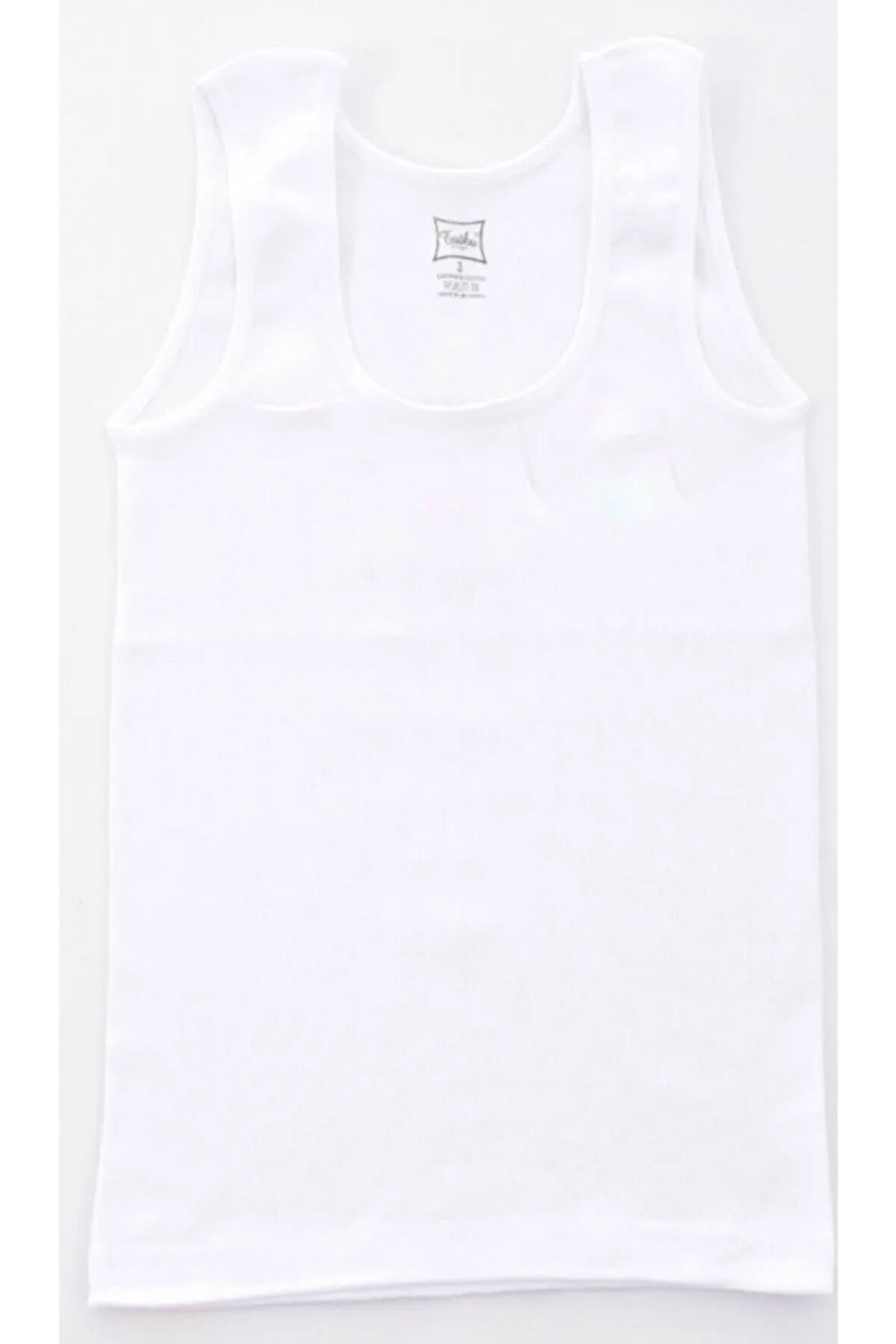 12 Adet Kız Çocuk Beyaz Renk Kalın Askılı Atlet