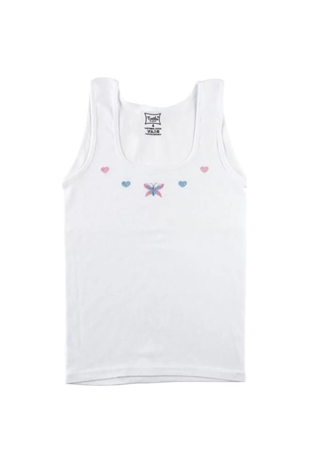 6 Adet Kız Çocuk Beyaz Renk Işlemeli Kalın Askılı Atlet