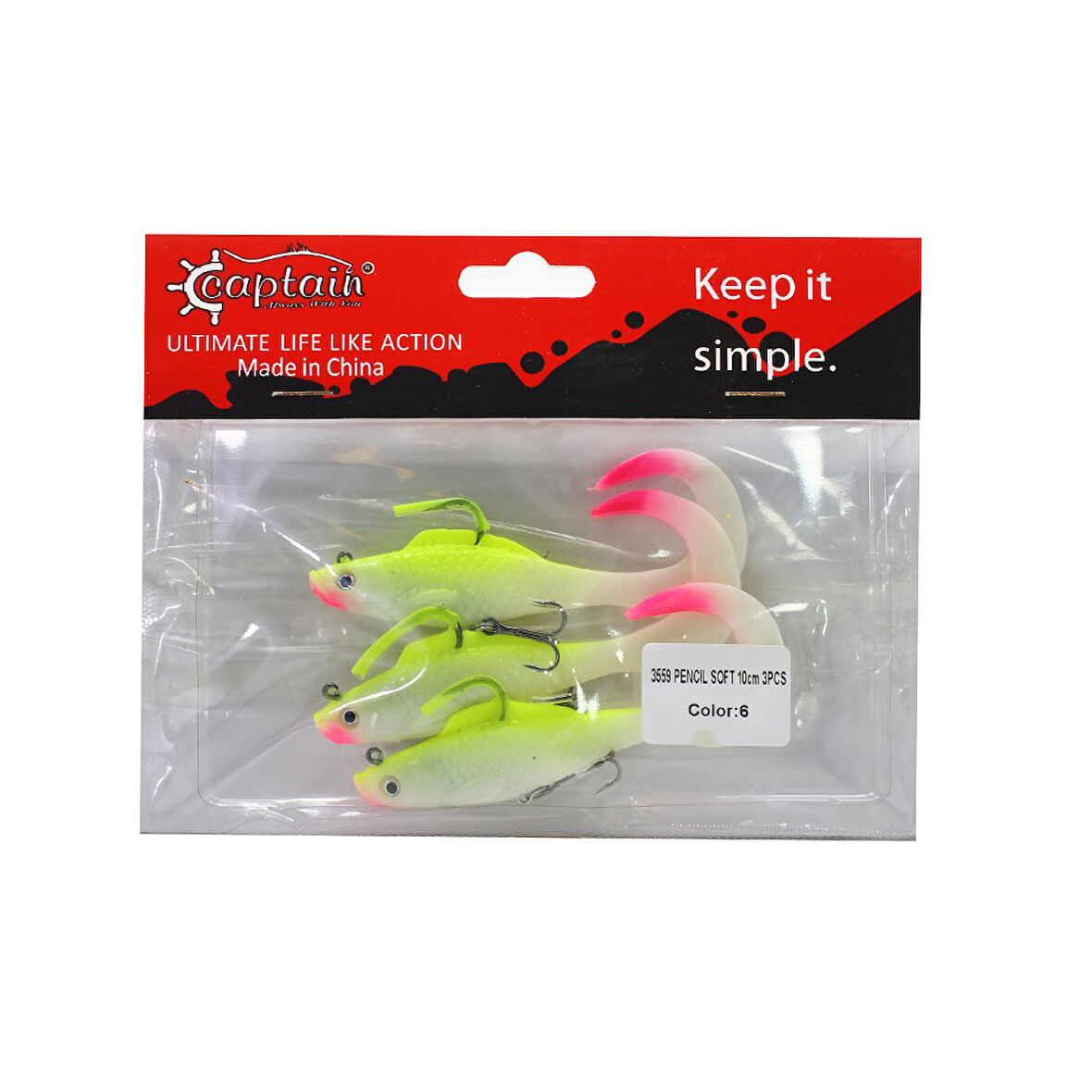 Captain 3559 Pencil Soft 10cm Levrek Silikonu 3'lü Suni Balık 06