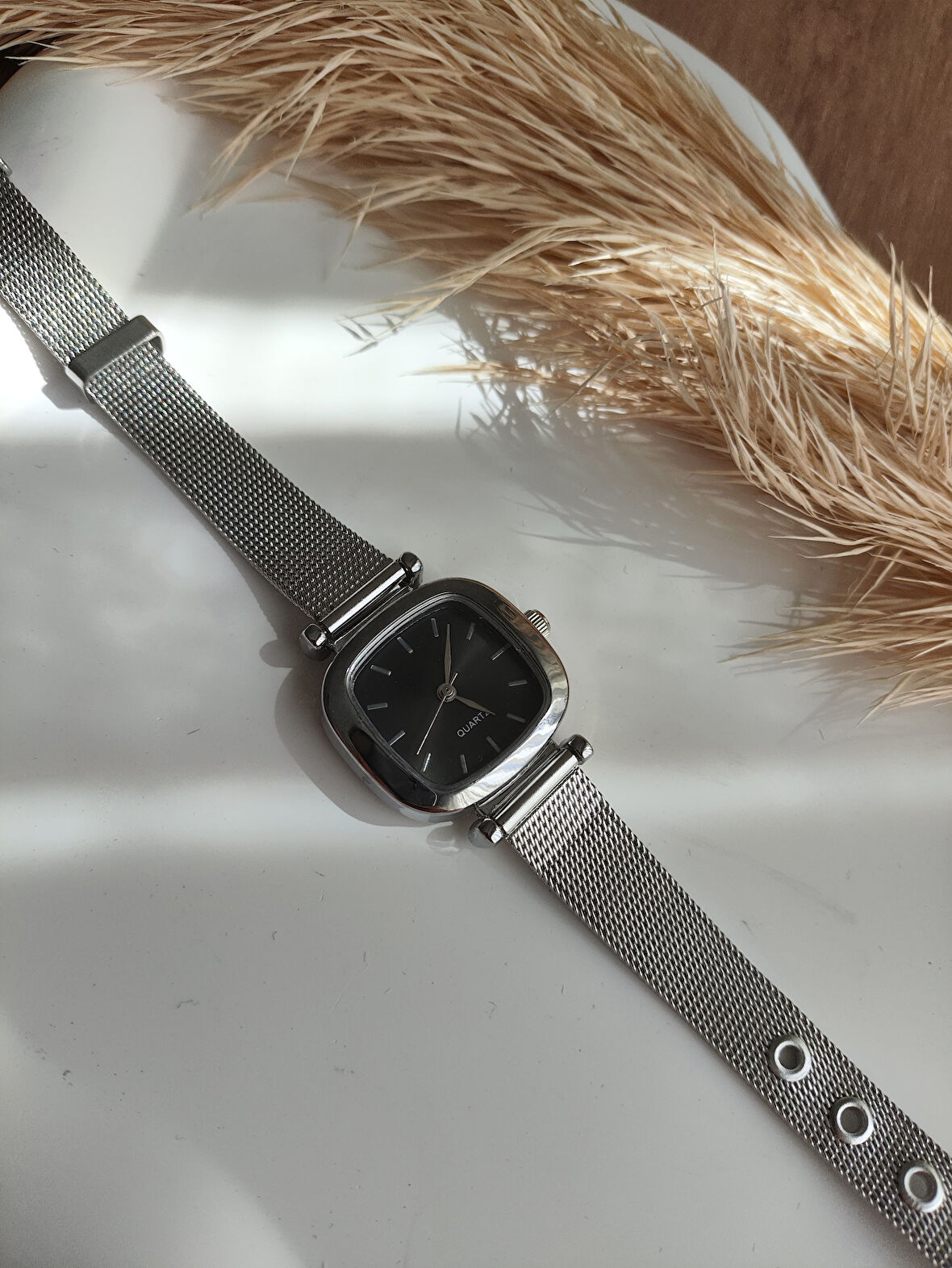 BS STILL hasır kordon minimal kadın kol saati modern Gümüş renk vintage quartz