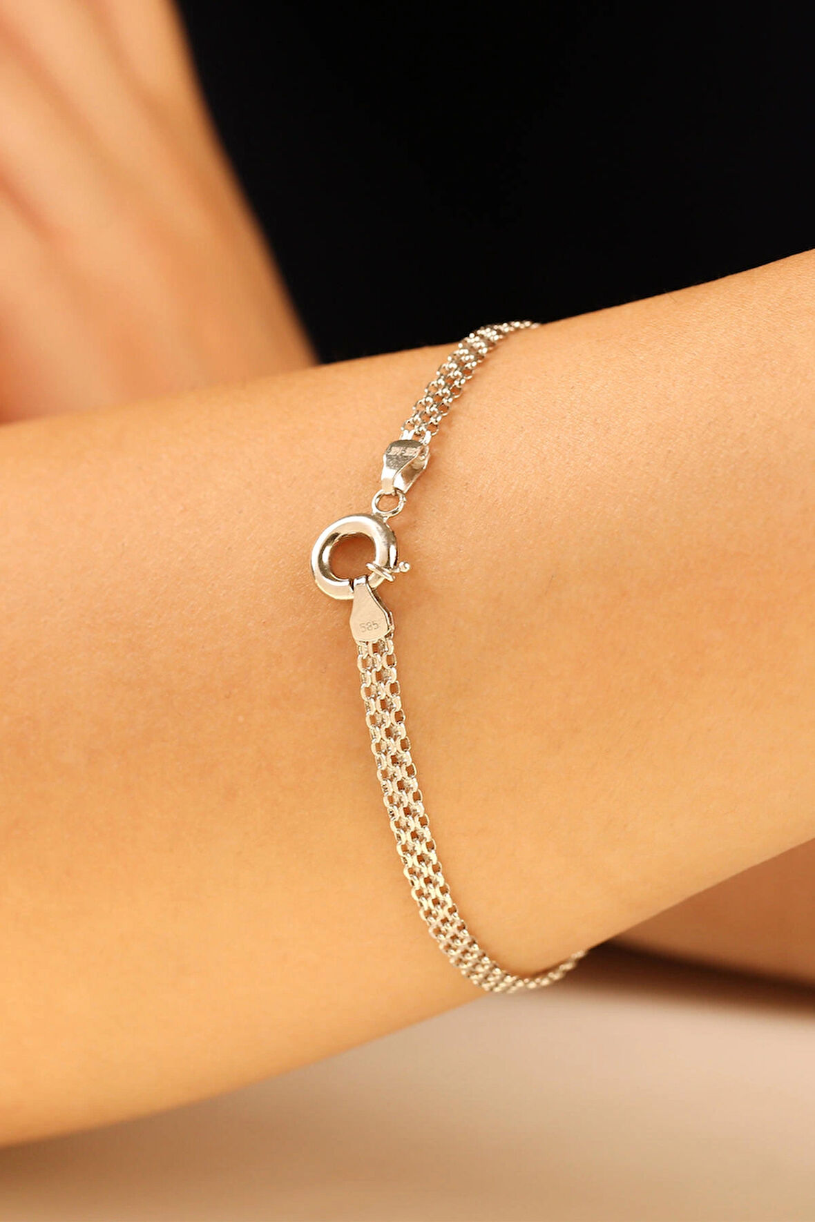 Bismark Zincir Beyaz Kadın Altın Bileklik