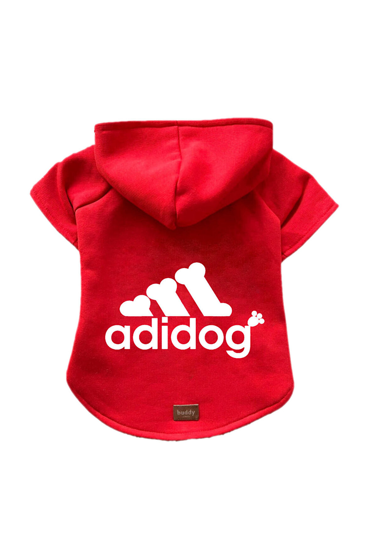 Kedi & Köpek Sweatshirt Hoodie - Adidog Baskılı Kırmızı Sweatshirt