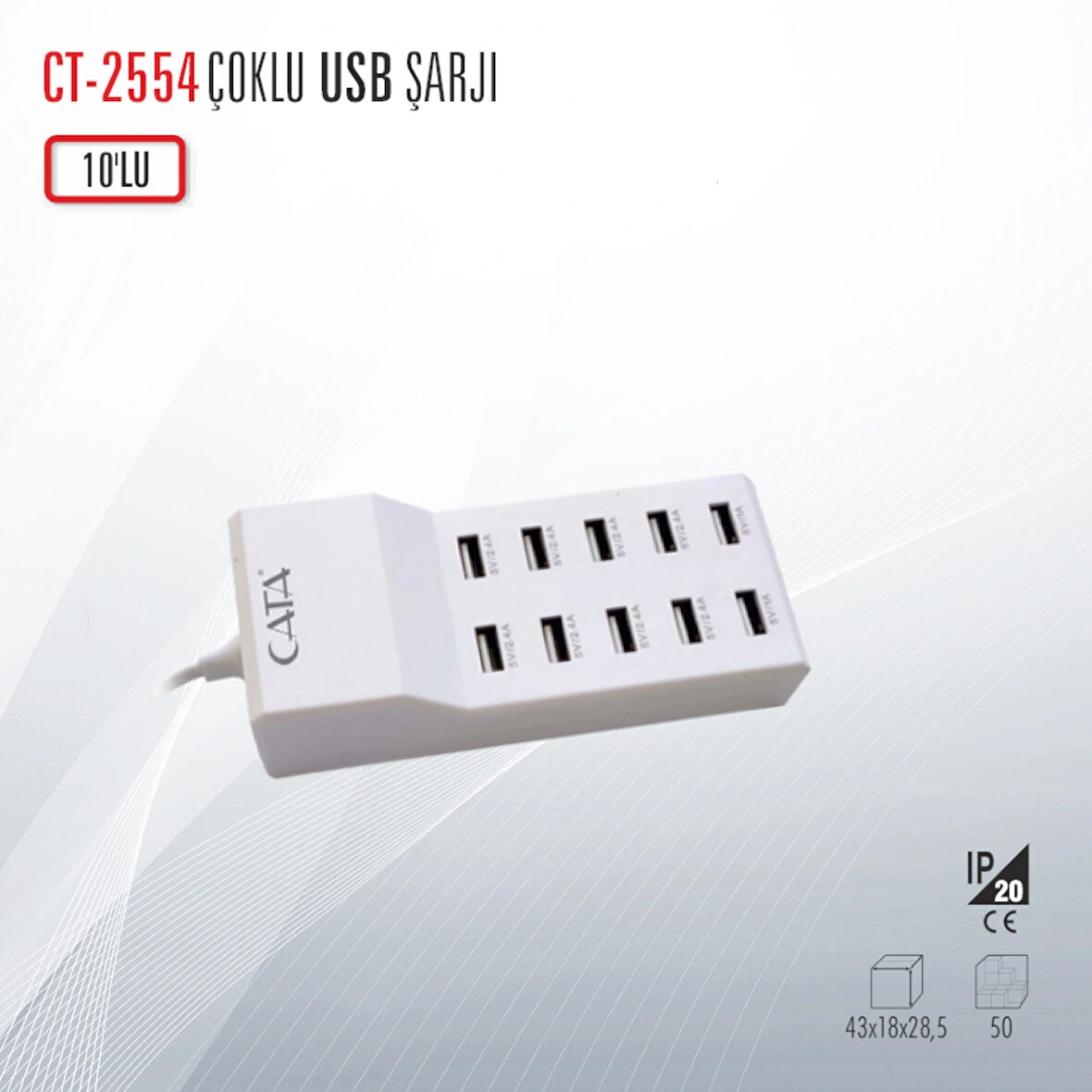 CATA CT-2554 ÇOKLU USB ŞARJ ALETİ (10'lu)