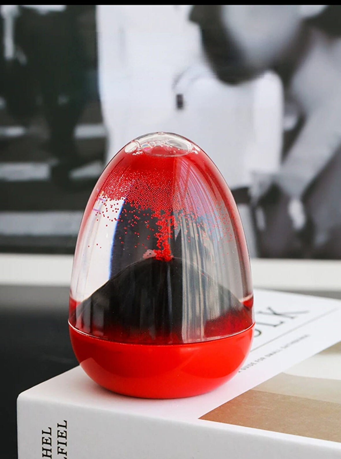 Volkan Patlaması Kırmızı Kum Saati Ev Ofis Masa Üstü Hediyelik