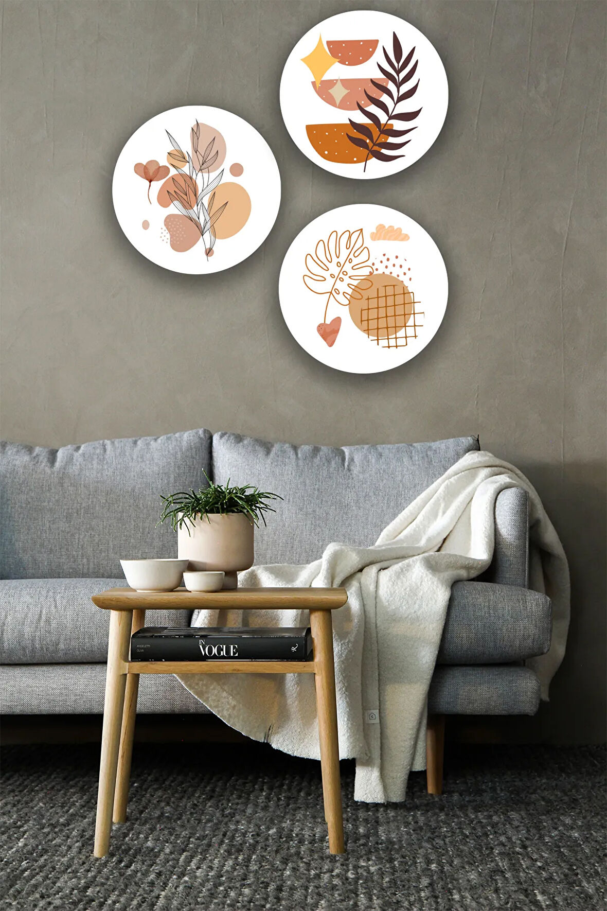 Boho Sanatı Ahşap Tablo Modeli, Şık 3'lü Dekoratif Süs, Oturma Odası Yatak Odası Salon Ofis Dekoru