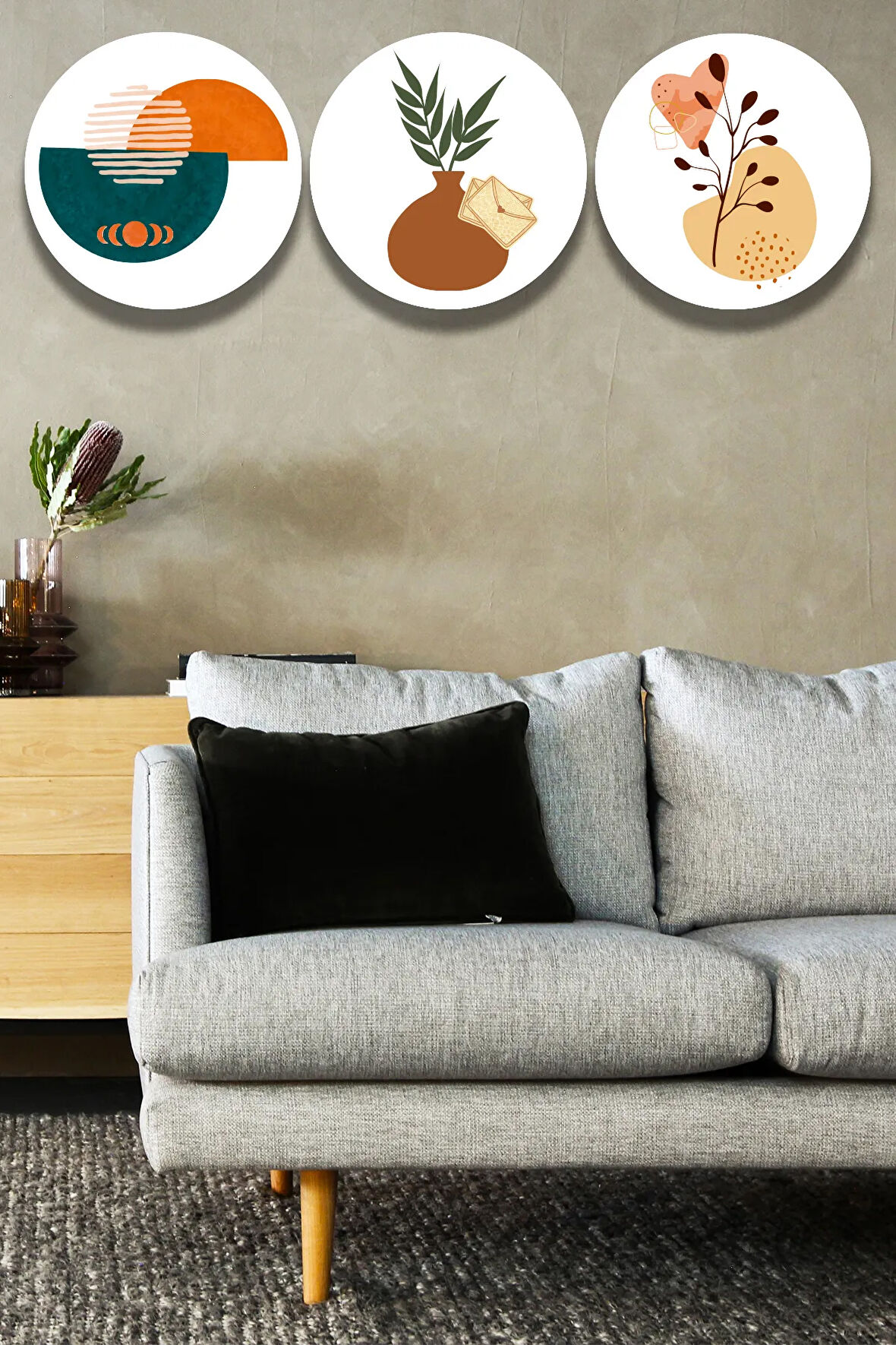 Boho Sanatı Ahşap Tablo Modeli, Şık 3'lü Dekoratif Süs, Oturma Odası Yatak Odası Salon Ofis Dekoru