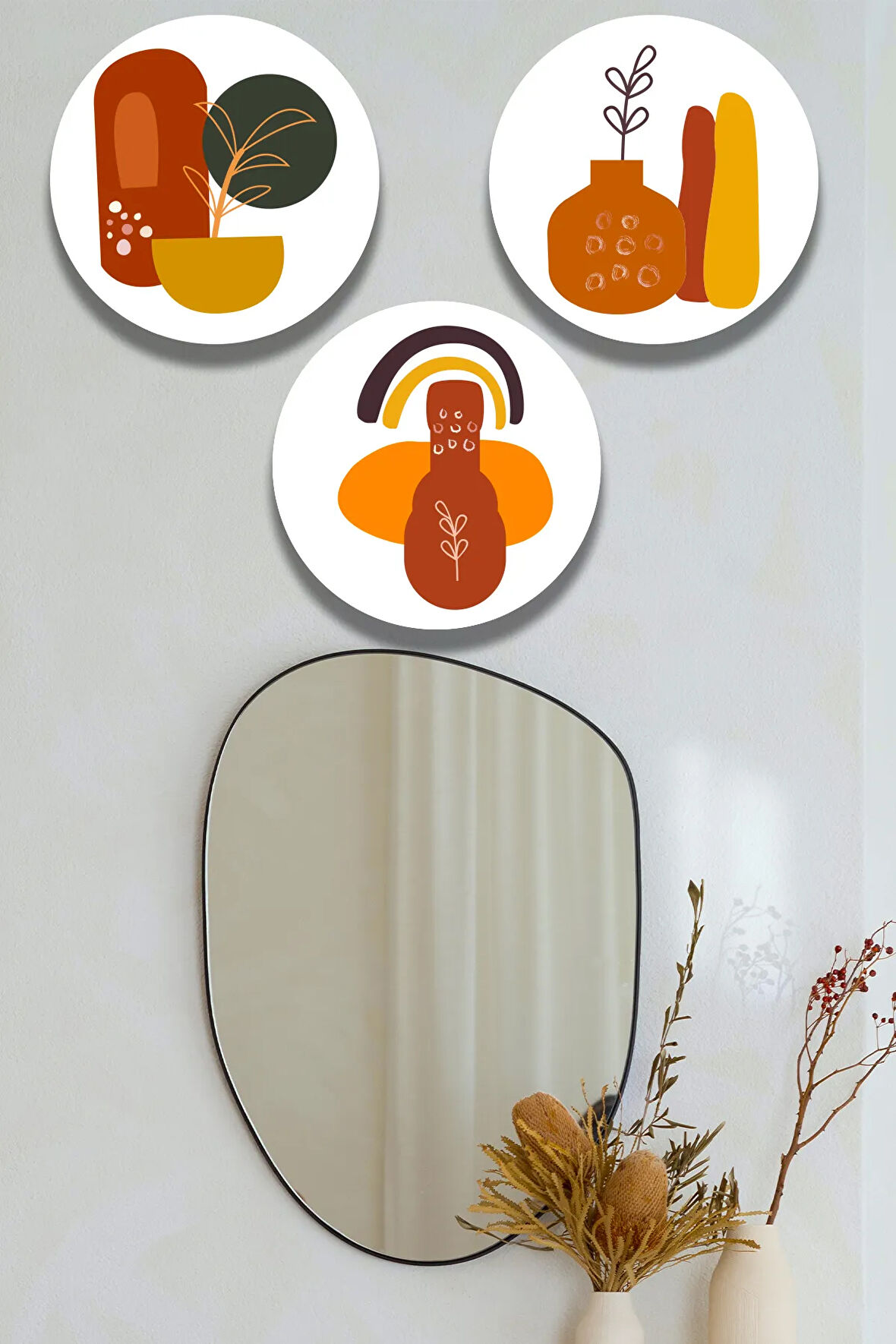 Boho Sanatı Ahşap Tablo Modeli, Şık 3'lü Dekoratif Süs, Oturma Odası Yatak Odası Salon Ofis Dekoru