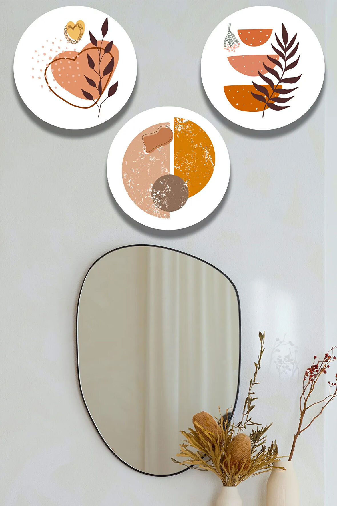 Boho Sanatı Ahşap Tablo Modeli, Şık 3'lü Dekoratif Süs, Oturma Odası Yatak Odası Salon Ofis Dekoru