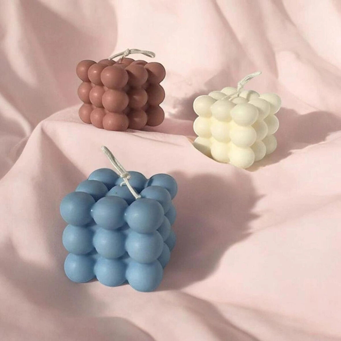 Bohem 3'lü Pastel Renkli Kokulu Bubble Mum Seti