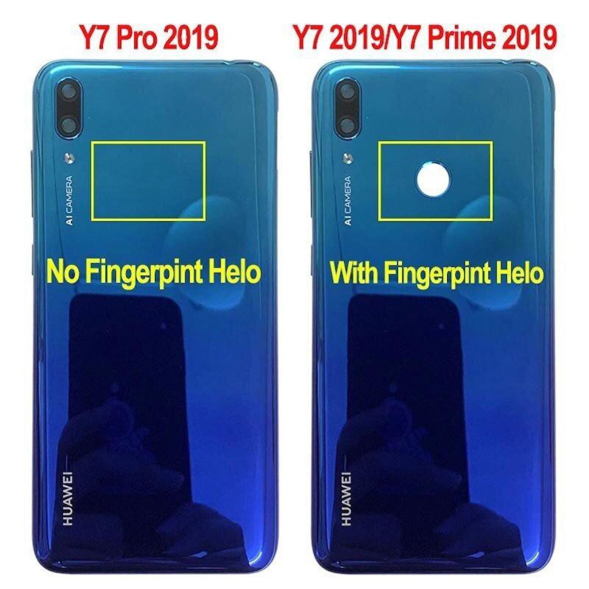 Gmr Huawei Y7 Pro 2019 Kasa Arka Pil Batarya Kapağı ( tuş ve kamera lensli ) Mavi