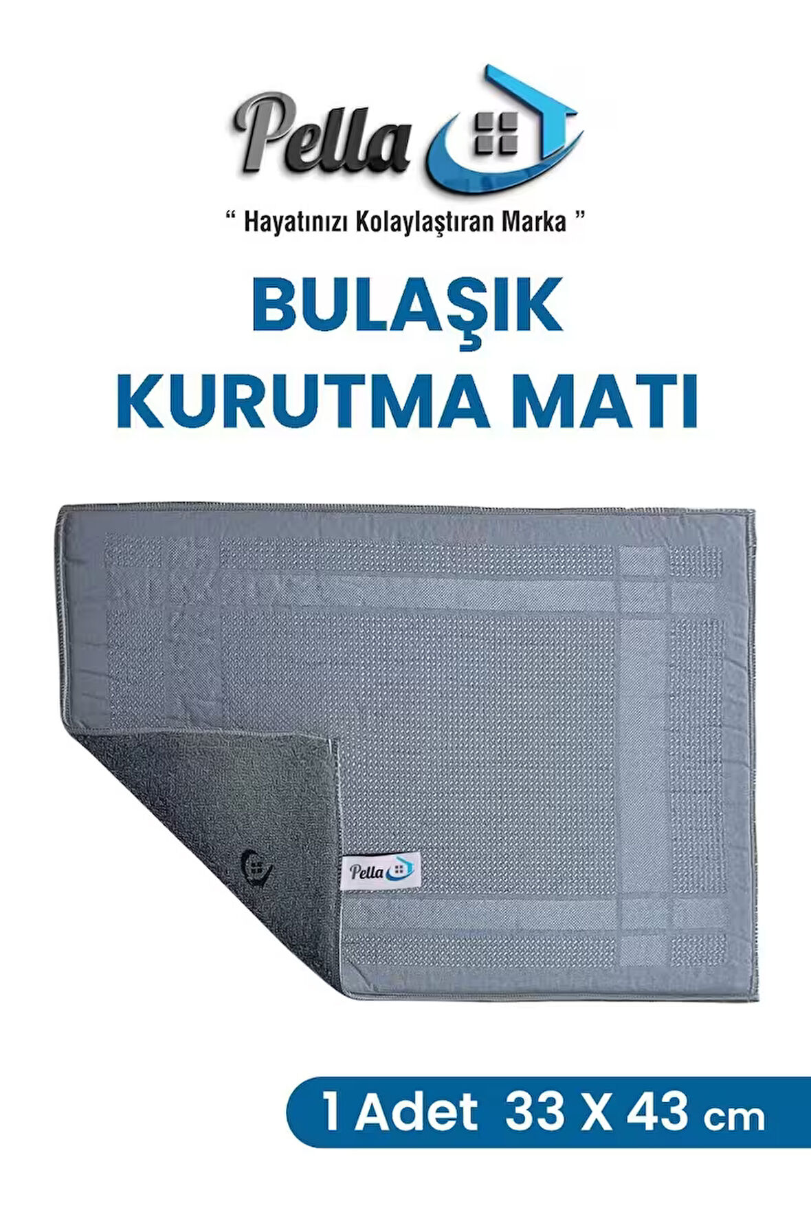 Shoppypella.com Pella Bulaşık Matı 33x44cm Yüksek Su Emici Shoppypella Mikrofiber Bez Ve Sünger Den Olusan Yapi