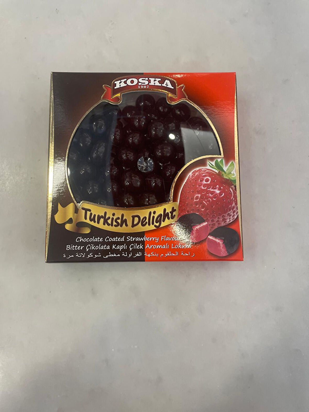 KOSKA ÇİLEKLİ LOKUM DRAJE 220 gr KOLİ (24 ADET )