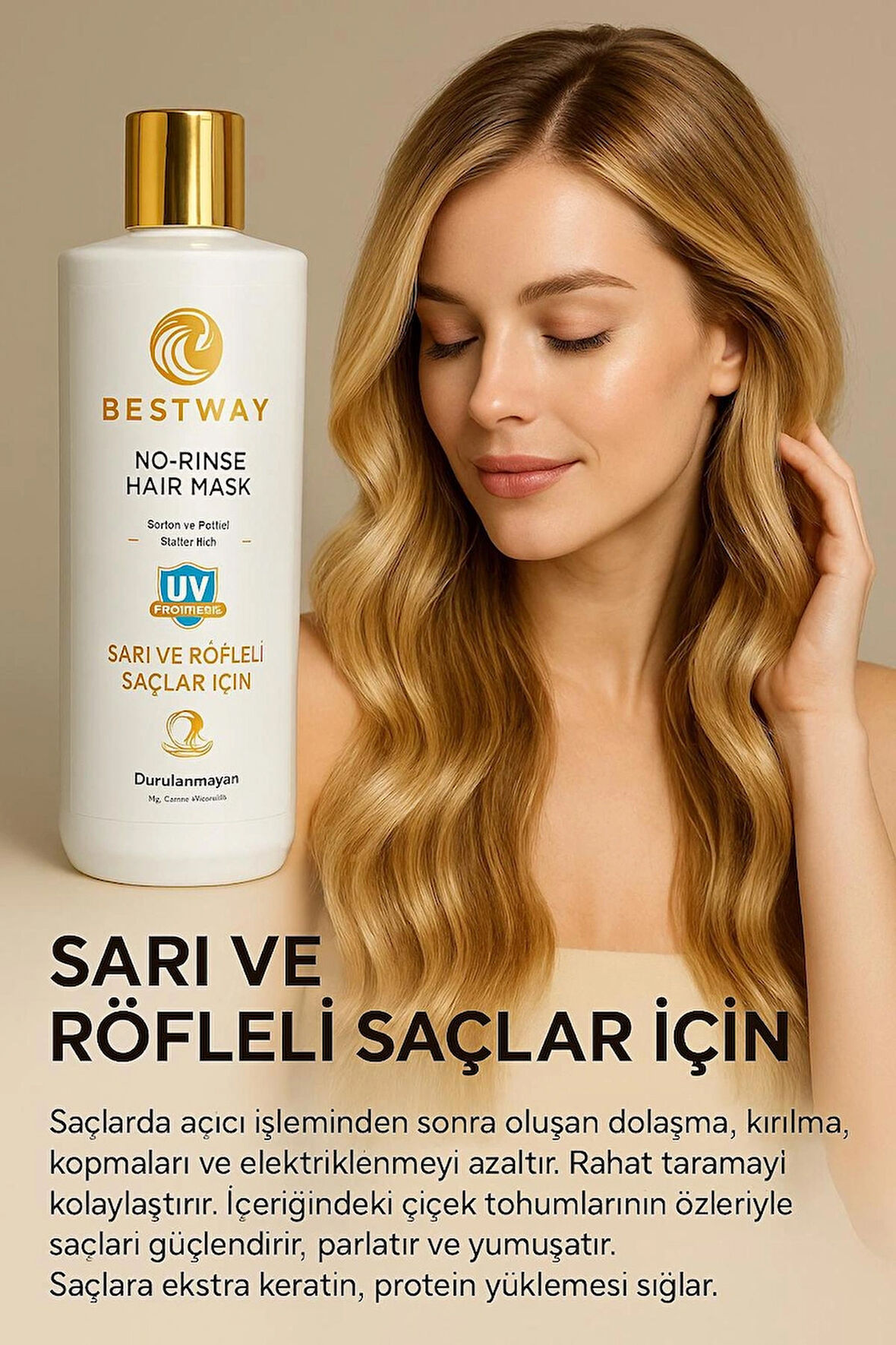 BESTWAY SARI VE RÖFLELİ SAÇLAR İÇiN DURULANMAYAN SAÇ MASKESİ