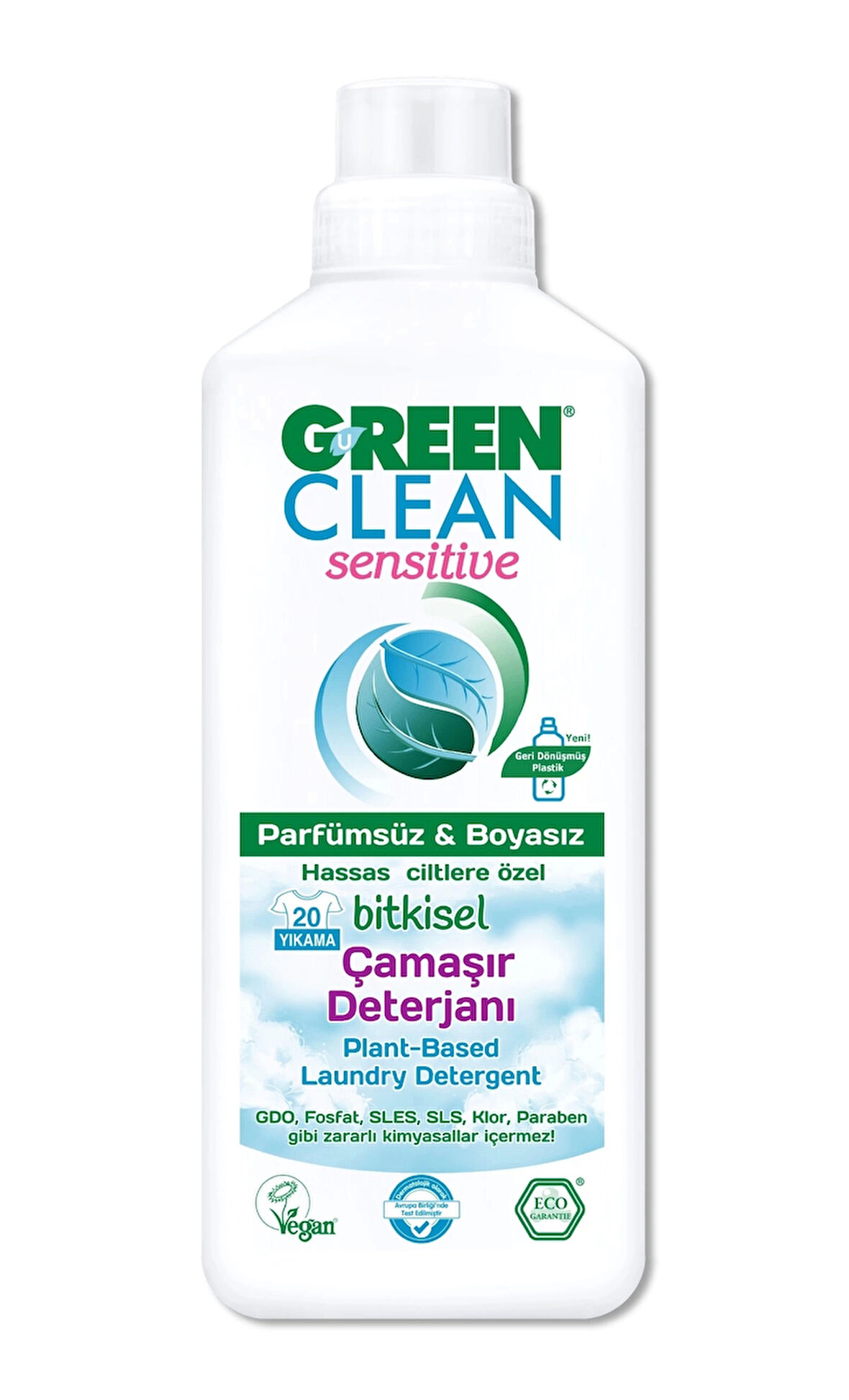 Green Clean Sensitive Parfümsüz Bitkisel Çamaşır Deterjanı 1000 Ml