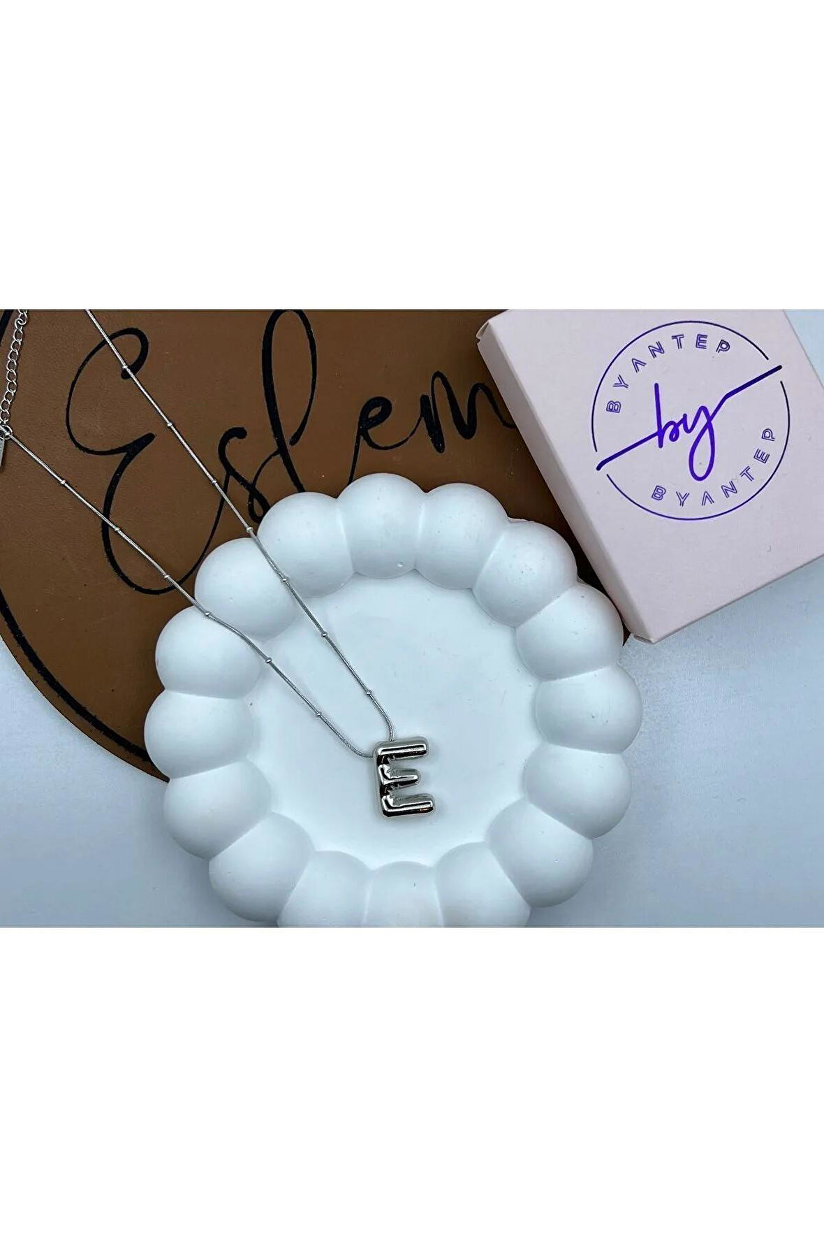 Byantep Balon Harf Çelik Kolye E Harf Silver