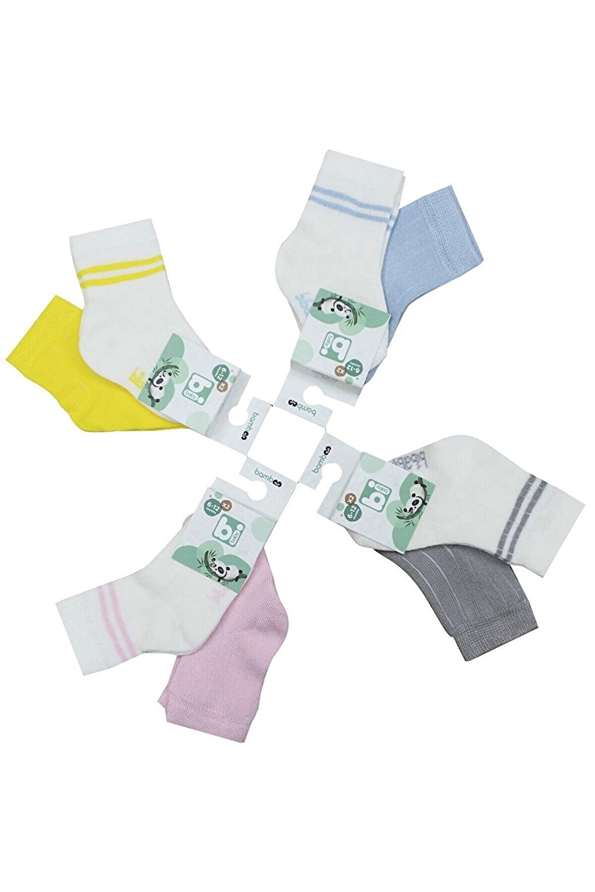 Bibaby Derby Bamboo 2'Li Çorap 68386 Ekru Sarı