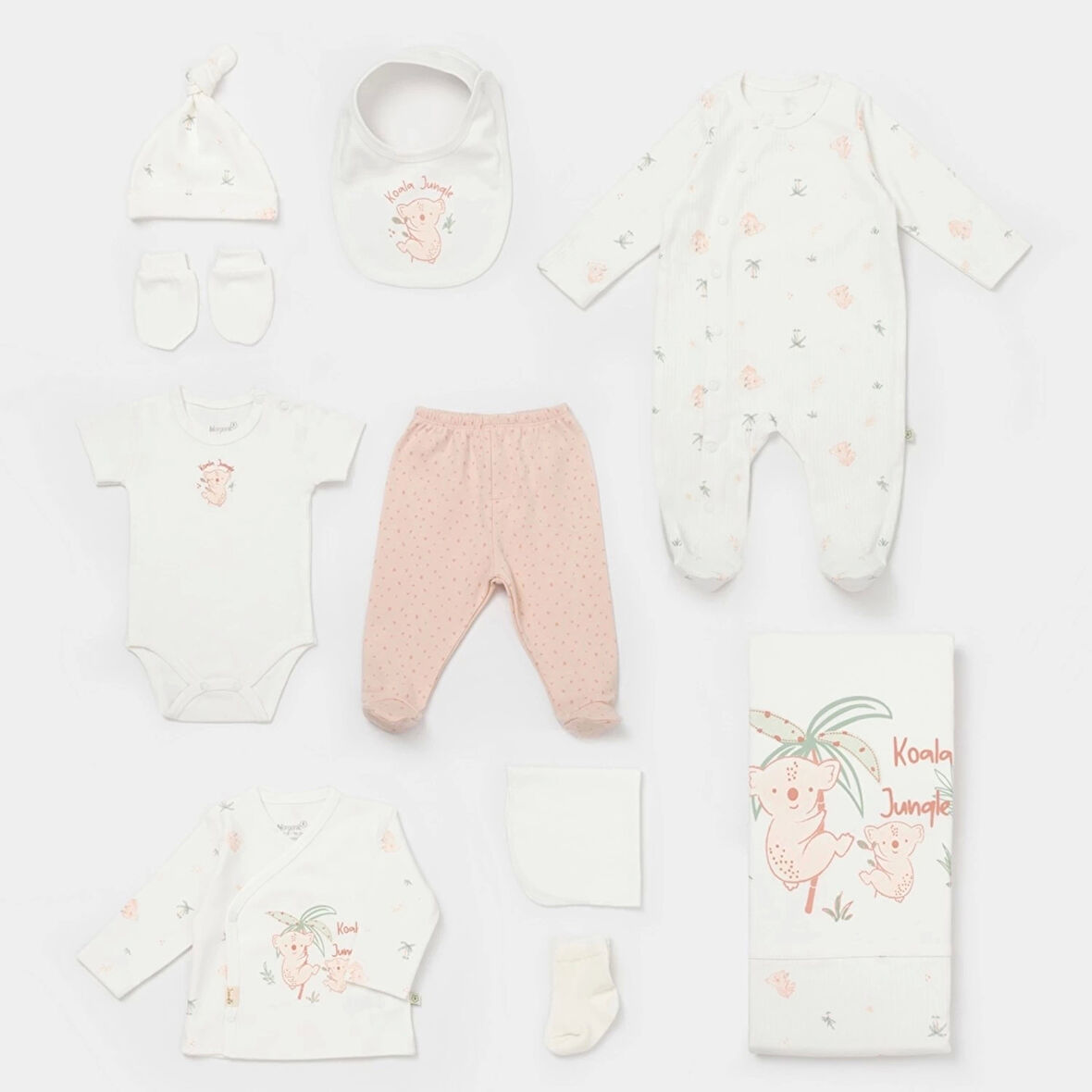 Bibaby Biorganic Koala Jungle 10'lu Hastane Çıkış Seti 63226 Pembe
