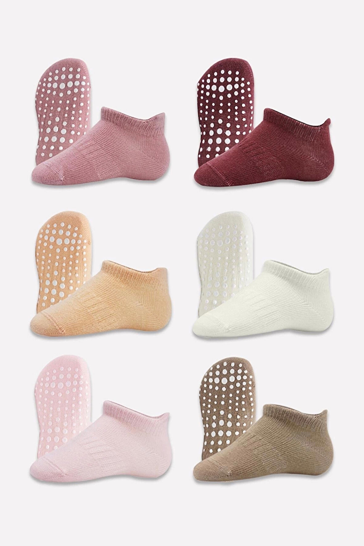 Bistyle 6'lı Sneakers Kaymaz Penye Çorap Bs20102 Gül Kurusu
